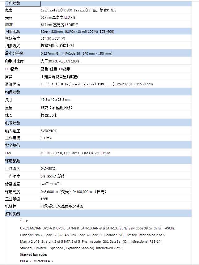 二維碼識別模塊GX-60Series詳細參數(shù)